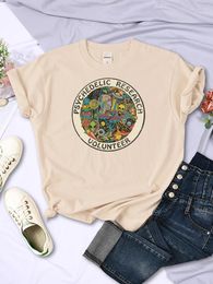 Women's T Shirts Psychedelic Research Volunteer Colourful Retro Print Women T-Shirts Street Hip Hop Tee Clothes Vintage Comfortable Woman