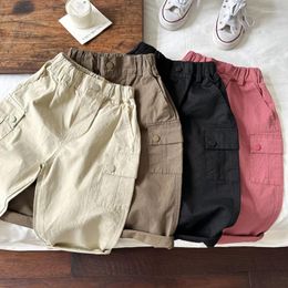 Trousers Boys And Girls Solid Colour Cargo Pants Kids Unisex 4 Colours Loose Cotton Casual