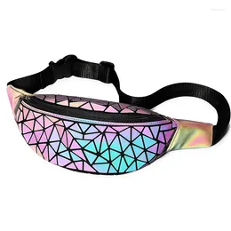 Waist Bags Women Fashion Bag Fanny Pack Geometric Luminous Belt Holographic Travel Men Chest Handbag