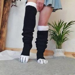 Women Socks Fashion Knee-High Patchwork Animal Paws Casual Cute Cosplay Thick Universal Stockings