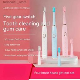 Toothbrush Electric Toothbrush Adult Style 7 Grade Waterproof Intelligent Sonic Electric Toothbrush 5 Gear Soft Bristle Electric Toothbrur Q240202