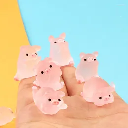 Decorative Figurines 10pcs 3D Resin Kawaii Mini Pig Crafts Miniatures Diy Ornament Statue Jewellery Phone Decoration Accessories Material