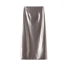 Skirts High End Golden Half Skirt 2024 Temperament Chinese Style Exquisite
