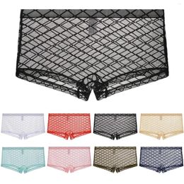 Bras Sets Mens Ice Silk Transparent Triangle Pants Thin Low Waist Mesh Summer Sexy Breathable Underwear Trendy Head