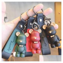 Creative Bomgom Tassels Cartoon Popobe Bear Keychain Bowtie Sile Key Chain Pendant Cars Keyrings Holder Chains Women Men For Car Drop Dhl2F