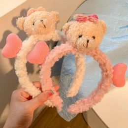 Hair Clips Cute Heart Bear Headbands For Women Headwear Teddy Fur Lamb Wool Headband Girl Turban Scrunchies INS Accessories