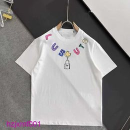 F3bi Mens Tshirts Summer Short Sleeved t Shirt Men Women Sweatshirt Designer Shirts Letter Printing Round Neck Pullover Tee Loose Cotton Tshirt White Ove