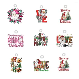 Charms Acrylic Pink Christmas Love Santa Clause HOHOHO Pendant Charm For DIY Earrings 2024 Jewelry Accessories Wholesale 10PCS