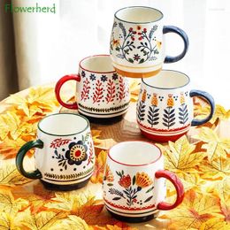 Mugs Large French Hand-painted Ceramic Mug Creative Coffee Cup With Handle Couple Tea Household Breakfast Milk Gift