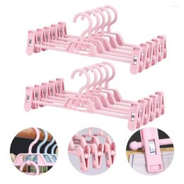 Hangers 10 Pcs Stacked Trousers Hanger Pants Clip Pink Baby Anti-slip Clothes Adjustable Household Coat