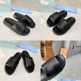 Women Designer Slippers Casual Sandals Leather Slides Rubber Sole Loafers Shoes With Box 519