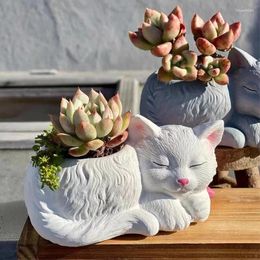 Craft Tools Cute Kitten Fleshy Plant Flower Pot Silicone Mould Cat Succulent Flowerpot Concrete Silica Gel Home Decor Gypsum Mould