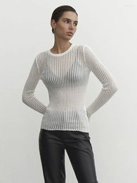 Women's Sweaters See Through Cashmere Women Sweater Mesh Female Fashion O-neck Knitted Pullover Hollow Out Sexy Casual Streetwear Chic Pull