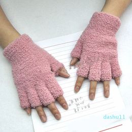 Winter Warm Plush thick Warm Gloves plus Velvet Fingerless Mittens Women Men Gloves Fleece Half Finger Gloves For Girls Glove