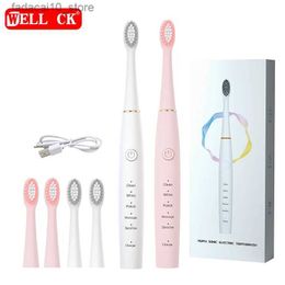 Toothbrush Sonic Electric Toothbrush Adult Couple USB Rechargeable Waterproof Premium Soft Hair Multi-stop Replaceable Brush Head Home Use Q240202