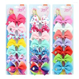 Hair Accessories 6-7pcs/set Jojo Siwa Printed Rainbow Mermaid Unicorn Bows Baby Girl Boutique Clip Hairgrips