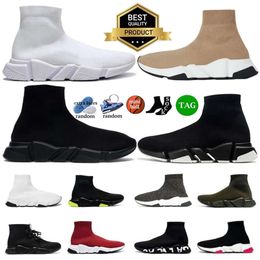Socks shoes Designer trip s Thick soled men's casual shoes Three layers of black and beige graffiti luxury transparent neon women's men's outdoor casual running shoes