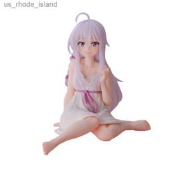 Action Toy Figures 9CM Anime Wandering Witch The Journey Elaina Figure PVC Sitting White Pajamas Model Toys Desktop Ornaments Gifts