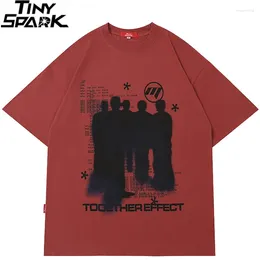 Men's T Shirts Men Streetwear Hip Hop Tshirt Oversized Letters Shadaw Graphic T-Shirt 2024 Summer Harajuku Shirt Cotton Loose Tops Tees Red
