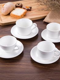 Coffee Pots 8DWL Pure White Ceramic Cup And Dish Set For El Commercial European Minimalist Cafe