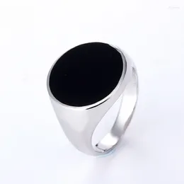 Cluster Rings TKJ 925 Sterling Silver Black Oval Crystal Glue Men's Glamour Ring Fine Cocktail Party Jewellery Birthday Gift Wholesale