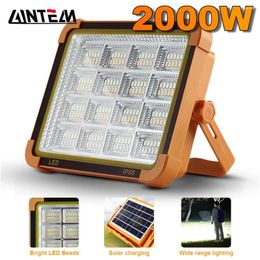 Portable Lanterns Rechargeable 2000 Watts Solar Flood Light Outdoor LED Reflector Spotlight Projector Floodlight Lamp