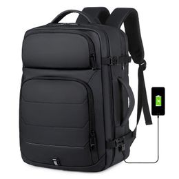 40L expandable backpack USB charging port 17 inch laptop bag waterproof business flag travel bag 240202
