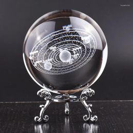 Decorative Figurines Crystal Ball Laser Engraved 3D Solar System Planets 6/8cm Glass Miniature Model Home Decor Astronomy Gift Ornament