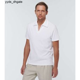 Loro Piano Men Shirts Polo Designer Cotton Silk Polos Shirt Casual Tops Short Sleeve Tshirts White KW16