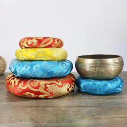 Decorative Figurines Yoga Tibetan Singing Bowl Mat Himalayan Hand Hammered Chakra Meditation Religion Belief Buddhist Home Decoration Rndom