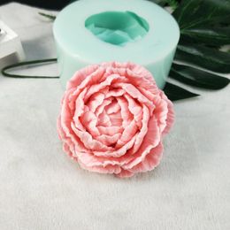 Baking Moulds HC0209 3D Peony Flower Silicone Candle Mould Clay Soap Fondant Chocolate Cake Decoration Tool