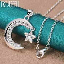 Pendants DOTEFFIL 925 Sterling Silver Moon Star AAA Zircon Pendant Necklace 18-30 Inch Chain For Woman Wedding Engagement Party Jewelry