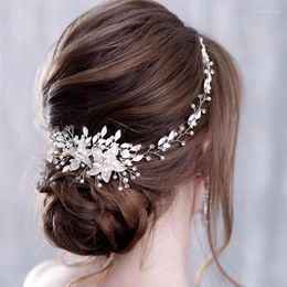 Hair Clips Bridal Tiaras Princess Headband Women Prom Wedding Party Headwear Girl Pearl Rhinestone Alloy Flower Decoration Accessories