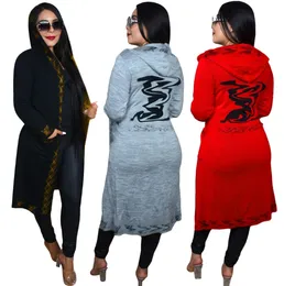 Top Europe and America Cross Border Women's Autumn and Winter New Temperament Knitted Cardigan Hooded Sweater Coat 3 Colours with Pocket