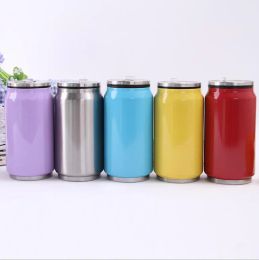 creative stainless steel can water bottle poptop can metal bottles creative design portable water drinking bottles straw inside thermos ZZ