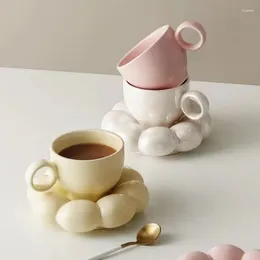 Coffee Pots 200ml Ceramic Mug Cute Cloud Decorative Plate Cup Set Creative Gift Box Modern Living Room Home Decoration