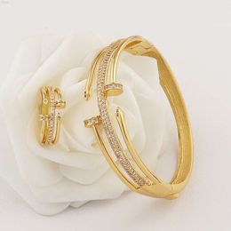 Fashion Nail Jewellery 18k Gold Plated Brand Jewellery High Quality Bangles Women Zircon Bracelet Set