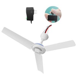 Ceiling Fans H7JB 2in1 US Plug AC 110V 220V DC 12V Adjust Speed Silent Home Dormitory Hanger Fan Camping Tent Hanging293i