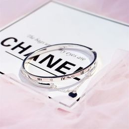 Bangles Female Heart Forever Love Brand Charm Bracelet for Women Famous Jewellery Whole- Rose Gold Stainless Steel Bracelets289p