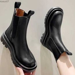 Boots Womens Chelsea Boots Autumn Winter Female Thick Sole Booties Fashion Ladies Shoes Casual PU Slip-On Women Ankle Boots De Mujer