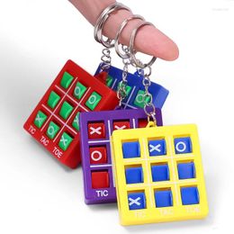 Keychains Fashion Chess Game Puzzle Decompression XO Rotating Keychain Toy Interior Accessories Key Rings Gifts