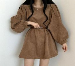 Casual Dresses Puff Sleeve Dress Plus Size Mini Long Autumn Winter Woman Vintage Lolita Black Brown Party For Women 20218373451