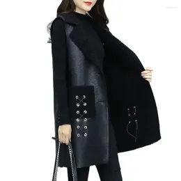 Women's Fur Fashion 2024 Female Clothing Thick Velvet Warm Mid-length Waistcoat Fat Sister Loose Winter Women Vest Coat A856