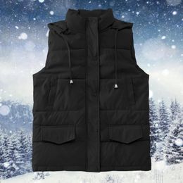 Women's Trench Coats Womens Solid Colour Hoodies Vest Waistcoat Fashion Sleeveless Single-breasted Warm Outwears Jacket Winter Stand Neck