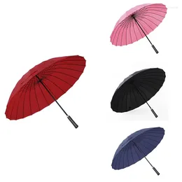 Umbrellas 24K Bone Wind Resistant Super Large Umbrella Men's Business Straight Pole Long Handle PU Leather