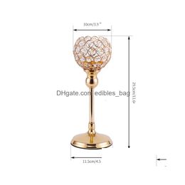 Candle Holders Metal Candlestick Crystal Coffee Dining Table Centrepieces Stand Candlesticks Wedding Christmas Home Decoration Drop Dh7Xh