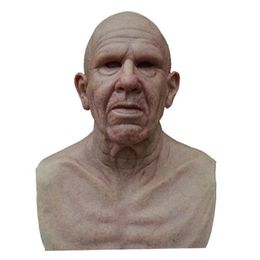 Party Masks Halloween Funny Old Man Mask Face Wig Headgear Horror Realistic Latex Masquerade Masque215S