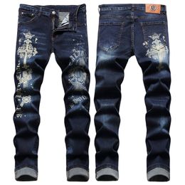 Mens PP Jeans Designer Jeans Fashion Distressed Ripped Bikers Womens Denim cargo embroidery Men punk Pants PP3174