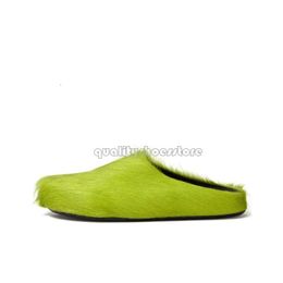 with Box Slippers with Cowhide Long Fur Fussbett Sandals Yellow Green Fashion Ourdoor Indoor Shoes Mens Trainers Beach Slippers Booties Casual Shoes Size35-45 666