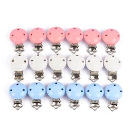 10PcsLot 3 Colors Round Wood Pacifier Clip Baby Teething Bead Clip Accessories for DIY Pacifier Chain Tool Wholesale 240202